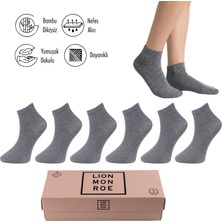 Lion Monroe Saf Bambu Kadın Yarım Konç Düz Siyah Çorap Dikişsiz Premium Kutulu 6'lı L5952AZNP Softaura