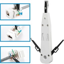 Derwell 1 Adet Krone Bıçağı Krone Reglet Pensesi Kep Kep RJ45 Punch Ağ Araç Kiti + 10 Adet Cat6 Keystone Jack 180 Derece Cat6 Priz Soketi Cat6 Dişi Soket Piriz + 1 Adet Kablo Soyucu Sarı Network Aksesuarları