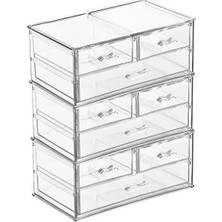 Poomy 24X14X30 cm Akrilik 6 Katlı 9 Çekmeceli Makyaj Organizeri Geniş Depolama Alanı Sunar