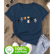 Punix Kids Özel Seri Çılgın Akrobat Kedicikler Baskılı %100 Pamuk Ultra Rahat Kız Çocuk T-Shirt
