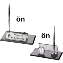 Çılgıntrend Kişiye Özel Psikolog Masa Üstü Isimlik - Saatli ve Kalemli Lüks Kristal Ofis Hediyesi