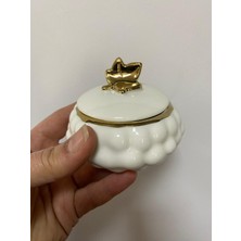Elif Aksesuar Kapaklı Porselen Yaldızlı Üzüm Kase 8 cm
