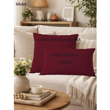 Emir-Ay@hometeks 4 Adet Kırlent Kılıfı ,yastık Kılıfı  ( + 2 Adet 35X50CM Hediye ) Leke Tutmayan Silinebilir Kadife