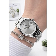 Daniel Klein 2 Yıl Garantili Çelik Kordon 30 mt Suya Dayanıklı Kadın Kol Saati+Bileklik DKK.10991-1