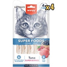Wanpy Superfood Ton Balıklı-Yaban Mersini - Kızılcıklı Krema Kedi Ödülü 5×14 gr x 4 Adet