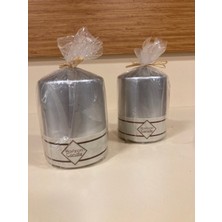 Plus Home Mum 2'li Silindir Model Renk Gümüş Yükseklik 9 cm Çapı 7 cm