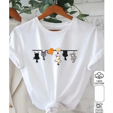 Punix Kids Özel Seri Çılgın Akrobat Kedicikler Baskılı %100 Pamuk Ultra Rahat Kız Çocuk T-Shirt