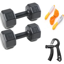 PremiumPort 8 kg Dambıl Seti, Ayarlanabilir El Yaylı ve Atlama Ipli ile