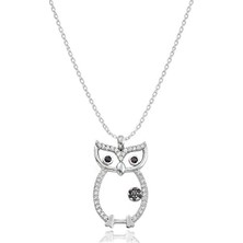 Brezza Lusso Jewelry 925 Ayar Gümüş Bilge Baykuş Gümüş Gümüş Kolye