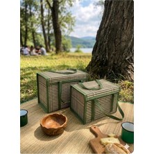 PremiumPort 2'li Hasır Çok Amaçlı Piknik ve Plaj Saklama Çantası Seti