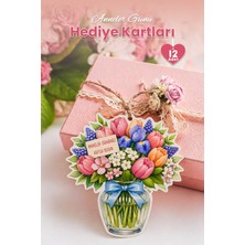 Msticker Anneler Günü Hediye Kartı 12 Adet 10X10 cm | Yazılabilir Mesaj Kartı | Hediye Paketi Için Çiçek Kart