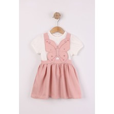 Joy Kids Kız Bebek Pamuku Kelebek Aplikeli Yumuşak Elbise (9-24AY) (Gül Kurusu)