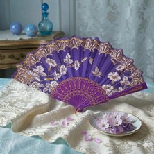 Best Parti Plastik Dantelli Mor Yelpaze 1 Adet