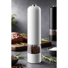 Es Dekor Paslanmaz Çelik Tuz & Karabiber Öğütücü Pilli - Beyaz Otomatik