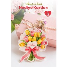 Msticker Anneler Günü Hediye Kartı 12 Adet 10X10 cm | Yazılabilir Mesaj Kartı | Hediye Paketi Için Çiçek Kart