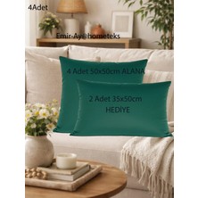 Emir-Ay@hometeks 4 Adet Kırlent Kılıfı ,yastık Kılıfı  ( + 2 Adet 35X50CM Hediye ) Leke Tutmayan Silinebilir Kadife
