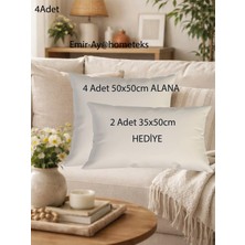 Emir-Ay@hometeks 4 Adet Kırlent Kılıfı ,yastık Kılıfı  ( + 2 Adet 35X50CM Hediye ) Leke Tutmayan Silinebilir Kadife