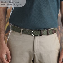 Boyd Örgü Erkek Kemeri, Uniseks Kullanıma Uygun Kemer, Hakiki Deri Aksesuarlı Elastik Erkek Kemer, 3.5 cm Genişlik