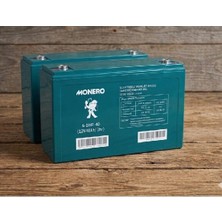 Monero 12V-40AH (32AH) Amper Dar  E-Bıke AKÜ-2026 Üretim 2'li Paket Ebatlar: 267X78X170MM