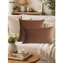 Emir-Ay@hometeks 4 Adet Kırlent Kılıfı ,yastık Kılıfı  ( + 2 Adet 35X50CM Hediye ) Leke Tutmayan Silinebilir Kadife