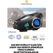 Q28 360° Dönebilen 1080P Motosiklet Kask Kamerası ve Bluetooth Kulaklık