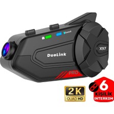 X97 Pro Interkom Motosiklet Kask Kamerası 6 Kişi Grup Bluetooth Video Kayıt