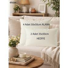 Emir-Ay@hometeks 4 Adet Kırlent Kılıfı ,yastık Kılıfı  ( + 2 Adet 35X50CM Hediye ) Leke Tutmayan Silinebilir Kadife