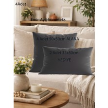 Emir-Ay@hometeks 4 Adet Kırlent Kılıfı ,yastık Kılıfı  ( + 2 Adet 35X50CM Hediye ) Leke Tutmayan Silinebilir Kadife