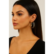 Kadın 6'lı 3'lü Set Çelik Halka Küpe