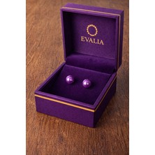 Evalia Inci Küpe - Mor Renk Inci Top Çelik Küpe