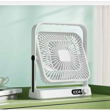 Aetcr Taşınabilir Masaüstü Vantilatör Dijital Göstergeli Ayarlanabilir Şarjlı Fan Soğutucu