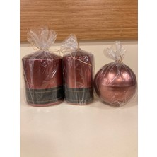 Plus Home Mum Silindir ve Yuvarlak Model Bakır Rengi Yükseklik 9 cm Çapları 8-6-Ve 4 cm