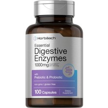 Horbaach Essential Digestive Enzymes 100 Capsules Enzyme Blend For Men & Women Non-Gmo  Gluten Free.