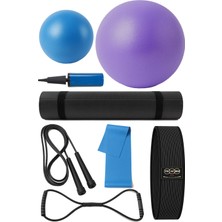 PremiumPort Çok Parçalı Pilates ve Spor Seti: Minder, Top, Atlama Ipi, Lastikler, Pompa
