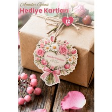 Msticker Anneler Günü Hediye Kartı 12 Adet 10X10 cm | Yazılabilir Mesaj Kartı | Hediye Paketi Için Çiçek Kart