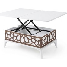 Zerenland 1315 Akıllı Sehpa, Sihirli Sehpa, Açılır Orta Sehpa, Büyüyen Mini Sehpa 82*50CM Beyaz