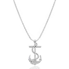 Brezza Lusso Jewelry 925 Ayar Gümüş Sonsuz Deniz Çapa Gümüş Kolye