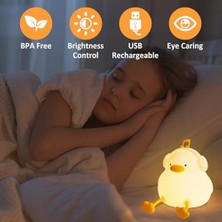Uray Home Ördek Gece Lambası, Kulaklıklı Sevimli Ördek Lambası, Yatak Odası Için Mükemmel Silikon Gece Lambası, Kısılabilir Zamanlayıcılı Müzik Dekoru, Şarj Edilebilir, Bebekler, Kız Çocukları Için Doğum Günü,