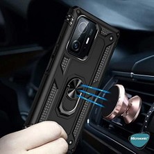Uray Home Mi 11T Için Kılıf Military Ring Holder Gümüş [mi 11T ile Uyumlu Kılıf - Gümüş]