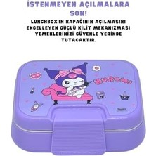 Uray Home Bento 1030ML Lunchbox Lisanslı Tek Katlı 2 Bölmeli Paslanmaz Çelik Sefer Tası Yemek Kutu (Mor1)