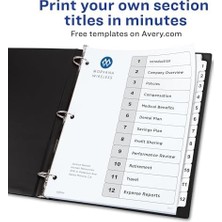 Uray Home 3 Halkalı Bağlayıcılar Için 12 Sekme Bölücü, Özelleştirilebilir Içindekiler Tablosu, Klasik Beyaz Sekmeler, 3 Set (11078)