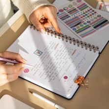 Uray Home 17X24 Spiralli Lastikli Sert Kapak Çizgili Not Defteri Çok Renkli Çiçekler