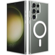 Uray Home Galaxy S25 Ultra Uyumlu Kablosuz Şarj Özellikli Şeffaf Kılıf Silikon Sararmaya Dayanıklı Kalın Koruyucu Güçlü Manyetikli Hybrid Kılıf (S25 Ultra)