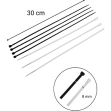 Uray Home 8X300 Beyaz Kablo Bağı & Plastik Kelepçe & Cırt Kelepçe 100 Adet (Paket)