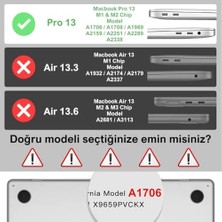 Uray Home Pro 13" 2020-2022 M1-M2 Çip ile Uyumlu Şeffaf Dayanıklı Koruyucu Kılıf, Ultra Ince Kabuk Koruma Sert Kapak A1706 A1708 A1989 A2159 A2251 A2289 A2338