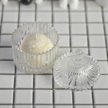 Uray Home Şekerlik Kesim Şeker Kutusu Mini Cam Lokumluk Kesme Kapaklı Kahve Yanı Sunumluk
