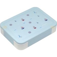 Emdeco Bento 1330ML Lunchbox Tek Katlı 5 Bölmeli Pp Plastik Çocuk Sefer Tası Yemek Kutusu (Mavi)