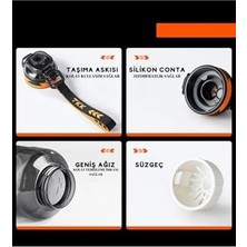 Uray Home Tkk 1500ML Pipetli/pipetsiz Kullanıma Uygun Taşıma Askılı Sports Tritan Su Matarası (Mor)