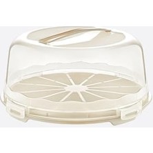 Uray Home Kek Taşıma Kabı, Bpa Içermeyen Plastik, Saplı ve Kilitli Kek Fanusu, Taşınabilir ve Güvenli Saklama Çözümü (Yuvarlak)