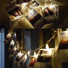 Uray Home EE46YT1440 LED Işıklı Fotoğraf Asma Işık Süsleme Mandalları, Bakır Renkli